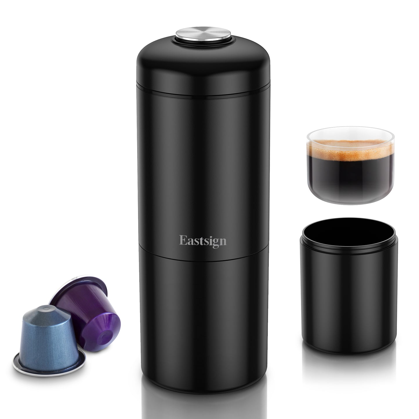 Grind – Nespresso Compatible Coffee Capsule Machine + 60X Coffee Pods + Milk Frother - Stainless Steel Coffee Machines - 2 Year Guarantee